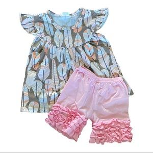 Boho feather girls outfit